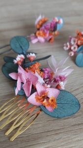 peigne_fleuri peigne fleuri rose et orange