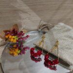 boucles d'oreilles gouttes dorées - glixia rouge