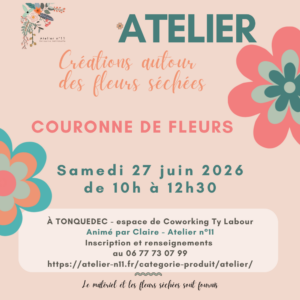 atelier couronne de fleurs séchées à Tonquédec